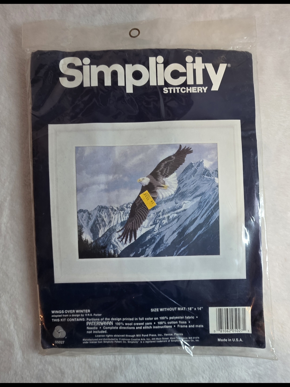 Simplicity Stitchery Wings Over Winter Eagle Needlepoint Kit Vintage Sealed